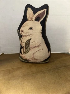 Vintage 80er Jahre Hase Häschen in Tulpen Wandteppich Türstopper blau schwer - Bild 1 von 6
