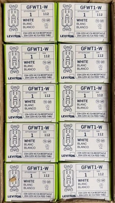 Salida GFCI Leviton GFWT1-KW - GFWT1-W resistencia a la intemperie/manipulación 10 piezas Foto 1 de 4