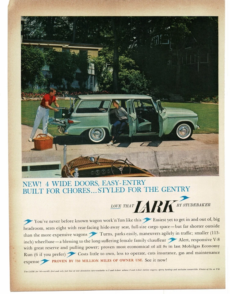 1959 Studebaker Lark Station Wagon Seamist Green 4-door Vintage Print Ad - Image 1 of 1