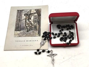 Rosario Papa Francesco GRANI NERI benedetto + libretto veglia mariana 8/10/2016 - Bild 1 von 6
