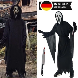 Scream Ghost Geistergesicht Kostüm Halloween Cosplay mit Spielzeugmesser Maske - Bild 1 von 16