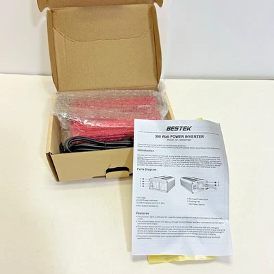 BESTEK 300W Power Inverter DC 12V (car) To 115V AC  w/2 - 4.2A Dual USB New - Image 1 of 4