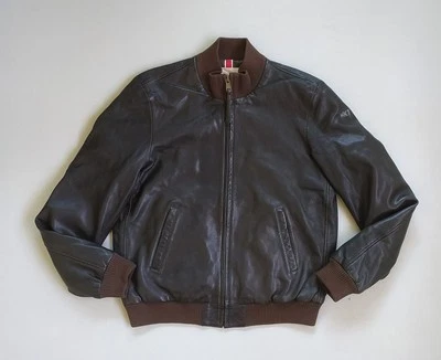 Chaqueta de bombardero de cuero HACKETT para hombre envío gratuito a todo... - Imagen 1 de 4