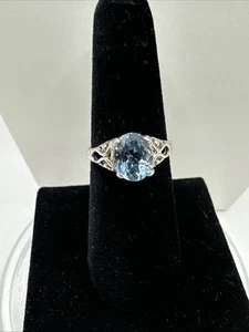 925 Sterling Silber Blautopas natürlicher Edelstein Ring Gr. 6 - Bild 1 von 9