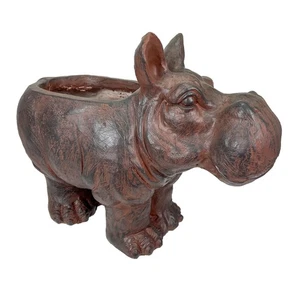 Zeckos Brown Hippo MGO Planter – Durable Magnesium Oxide, 12.5"x17"x7.5" - Picture 1 of 9