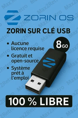 Clé USB Zorin OS 18 Core – Remplace Windows, rapide et sans virus ! (guide incl) - Immagine 1 di 3