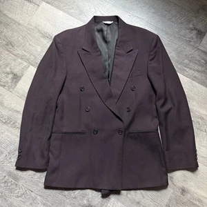 Vintage 80s mens black Double Breasted Purple Blazer Size 38S Made In USA - Picture 1 of 11