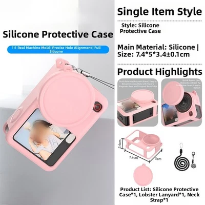 Protective Silicone Case for DJI OsmoAction 6 with Lens Cover and Neck Strap - Image 1 of 3