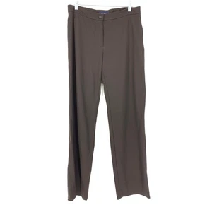 Piazza Sempione Dress Pants Women's Size 48 US 12 Flat Front Straight Leg Brown - Picture 1 of 5