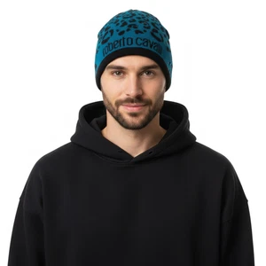 Roberto Cavalli ESZ031 D2493 Black/Petrol Leopard Beanie Mütze - Bild 1 von 5