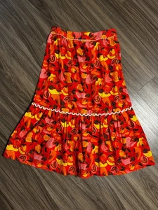 Farm Rio abgestufter Midirock mit ausgestelltem Saum bedruckt in roten Früchten Multi XL neu mit Etikett - Bild 1 von 8