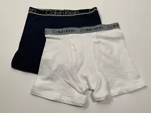 Calvin Klein Boy's Boxer Briefs - White - Black - Medium - 2 Boxer Briefs - Picture 1 of 3