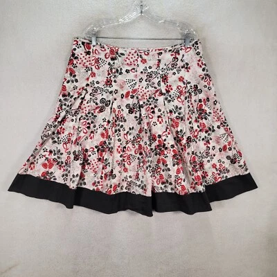 Y2K Red Floral Pleated Stretch Flowy Retro Swing JKLA Cali Womens Skirt Size XL - Image 1 of 4