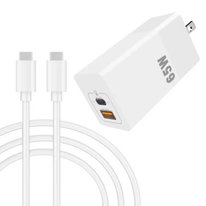 65W USB-C PD Fast Charger GaN Dual Port Wall Charger For Laptops, Cellphones.... - Picture 1 of 1