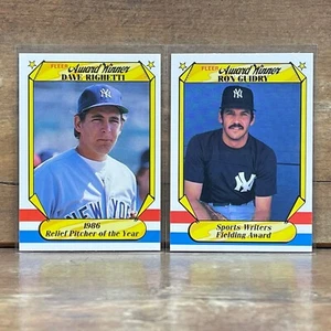 1987 Fleer Award Winners New York Yankees Lot - Ron Guidry #16 Dave Righetti #16 - Picture 1 of 2
