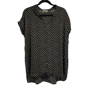 EUC PLEIONE Nordstrom Black White Diamond Short Sleeve Shirt Blouse XL - Picture 1 of 4