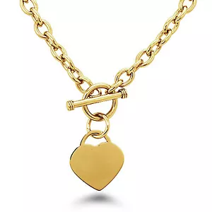 Edelstahl 14K vergoldet Herz Charm Kipphalskette 18 Zoll | KOSTENLOSE GRAVUR - Bild 1 von 2