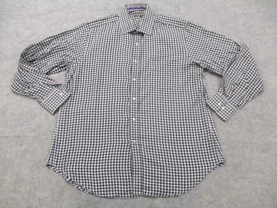 J McLaughlin Shirt Mens Large Black White Check Button Up Long Sleeve Adult - Image 1 of 4