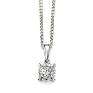 Cluster Diamond Pendant 9ct White Gold 375 Hallmarked British Made - Picture 1 of 3