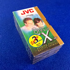 BRAND NEW FACTORY SEALED 3 PACK JVC 8 HOURS SX T-160 BLANK VHS TAPES SHIPS FREE - Picture 1 of 5
