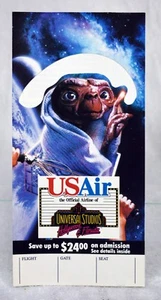 Vintage 1990's US Air Airline E.T. Universal Studios Movie Ticket Holder - Picture 1 of 2