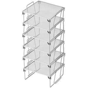 Stackable Shelf Storage Rack For Kitchen Bathroom And Office Silver Mesh Wire St - Picture 1 of 1