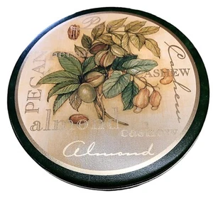 Almendras anacardo pacana lata vacía redonda 6,5x2" galletas dulces nueces baratijas de colección - Imagen 1 de 9