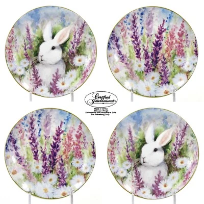 Juego de 4 platos Canape Susan de Pascua Certificados International BUNNY GARDEN 6" Foto 1 de 4