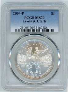 2004P LEWIS AND CLARK COMMEMORATIVE $1 PCGS MS70 Cert. 33167386 - Picture 1 of 2