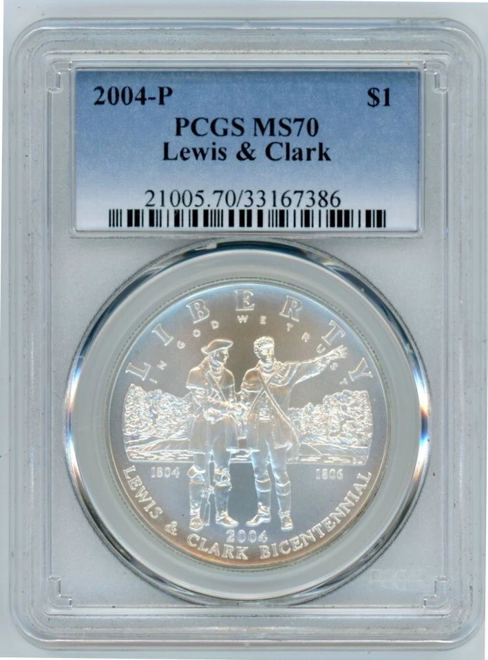 2004P LEWIS AND CLARK COMMEMORATIVE $1 PCGS MS70 Cert. 33167386 - Image 1 of 2