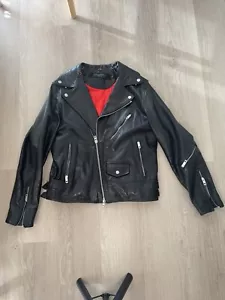 rag & bone Buzz Leather Motorcycle Jacket in Black Size L - Picture 1 of 6