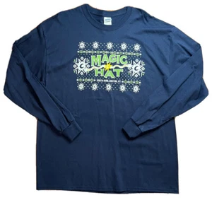 Magic Hat Brewing Co Vermont Beer Men's XL Long Sleeve Graphic T-shirt Navy Blue - Picture 1 of 3