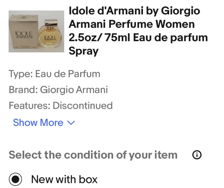Idole d'Armani por Giorgio Armani Perfume Mujer 2.5oz/75ml Eau de Parfum Spray  Foto 1 de 1