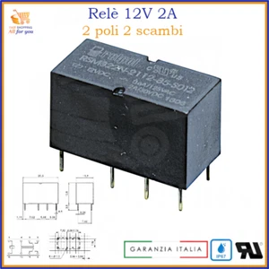 Relais 12V Volt Leistungselektronik 2 polig Kontaktwechsel 2A Doppelwechsel - Bild 1 von 1