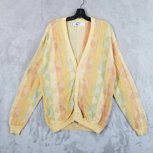 Vtg St. Croix Cardigan Men XL Cotton Pastel Geometric Textured USA Golf Street - Picture 1 of 9