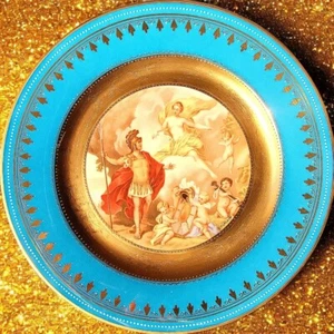Antique Porcelain 19century Royal Vienna Plate Signed and Blue Shield Logo - Picture 1 of 3