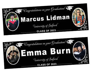 2 personalised photo school leavers banner university college graduation party