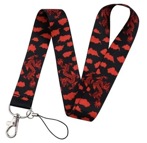 Red Chinese Dragon Dragons Clouds Loong Long Lung China Folklore Neck Lanyard - Picture 1 of 4
