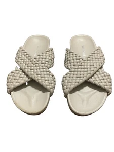 Charles David Defend Solid light Gray Woven Slides Sandals Genuine Leather 9.5 - Picture 1 of 4