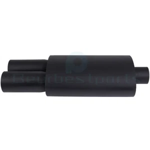 2.5" Inlet 3" Oval Flat Tip Black Coated Stainless Exhaust Muffler 21" Long - Picture 1 of 17