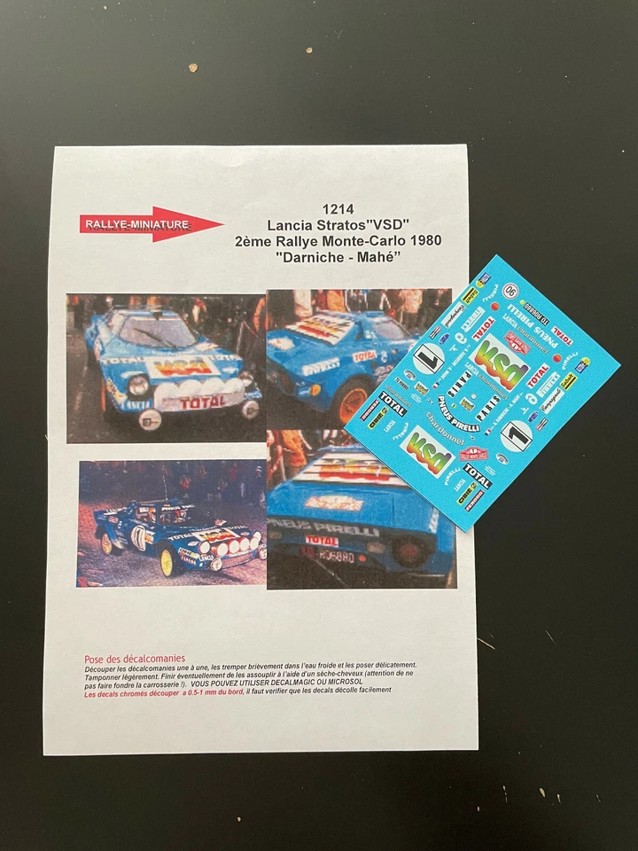 DECALS 1/43 LANCIA STRATOS DARNICHE RALLYE MONTE CARLO 1980 WRC RALLY MONTECARLO - Photo 1/1