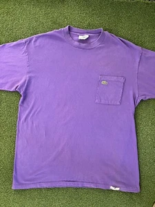 VTG IZOD Lacoste Crewneck Shirt Pocket Logo Mens L Purple Large Single Stitch - Picture 1 of 7