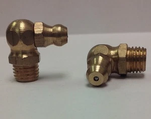 M8 x 1mm Brass 90 Degree Metric Grease Zerk Nipple Fitting 1 pc - Picture 1 of 1