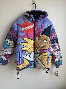 NWT Members Only Nickelodeon Reptar Purple Puffer Jacket Size M - Picture 1 of 17