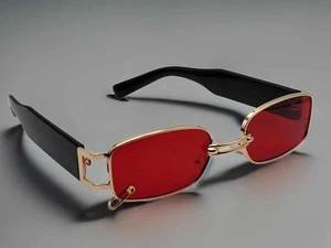 ashion Small Rectangle Women Luxury Sunglasses Vintage Red Color - Picture 1 of 6
