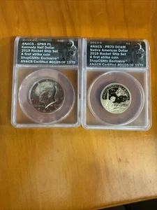 2019D KENNEDY ANACS SP69PL + SACAGAWEA ANACS PR70 (ROCKETSHIP SET) FIRST STRIKE - Picture 1 of 4