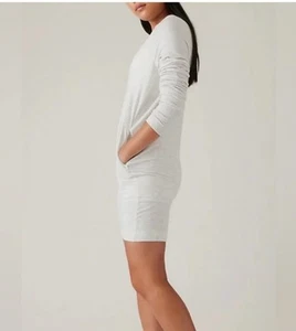 NWT Athleta Coaster Luxe Sweatshirt Dress Fog Grey Heather Medium - Picture 1 of 7