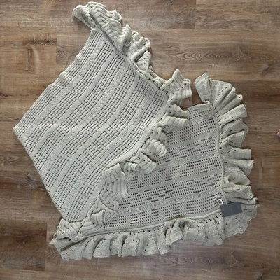 Suéter Anthropologie Moth Chal Nuevo con Etiquetas Crema Envoltura Crochet Flecos Boho Playa Foto 1 de 4