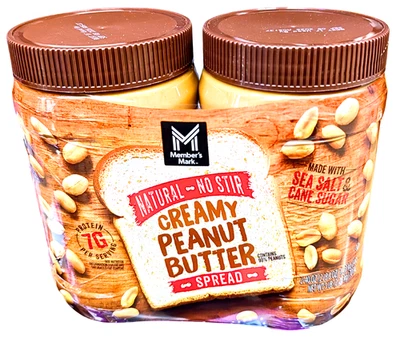 Mantequilla de maní cremosa natural Member's Mark 2 paquetes x 40 OZ EXP 09/2026 Foto 1 de 4