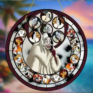 Disney Cruella De Vil Stained Glass Effect Decor Gift 101 Dalmatians Villain Art - Picture 1 of 4
